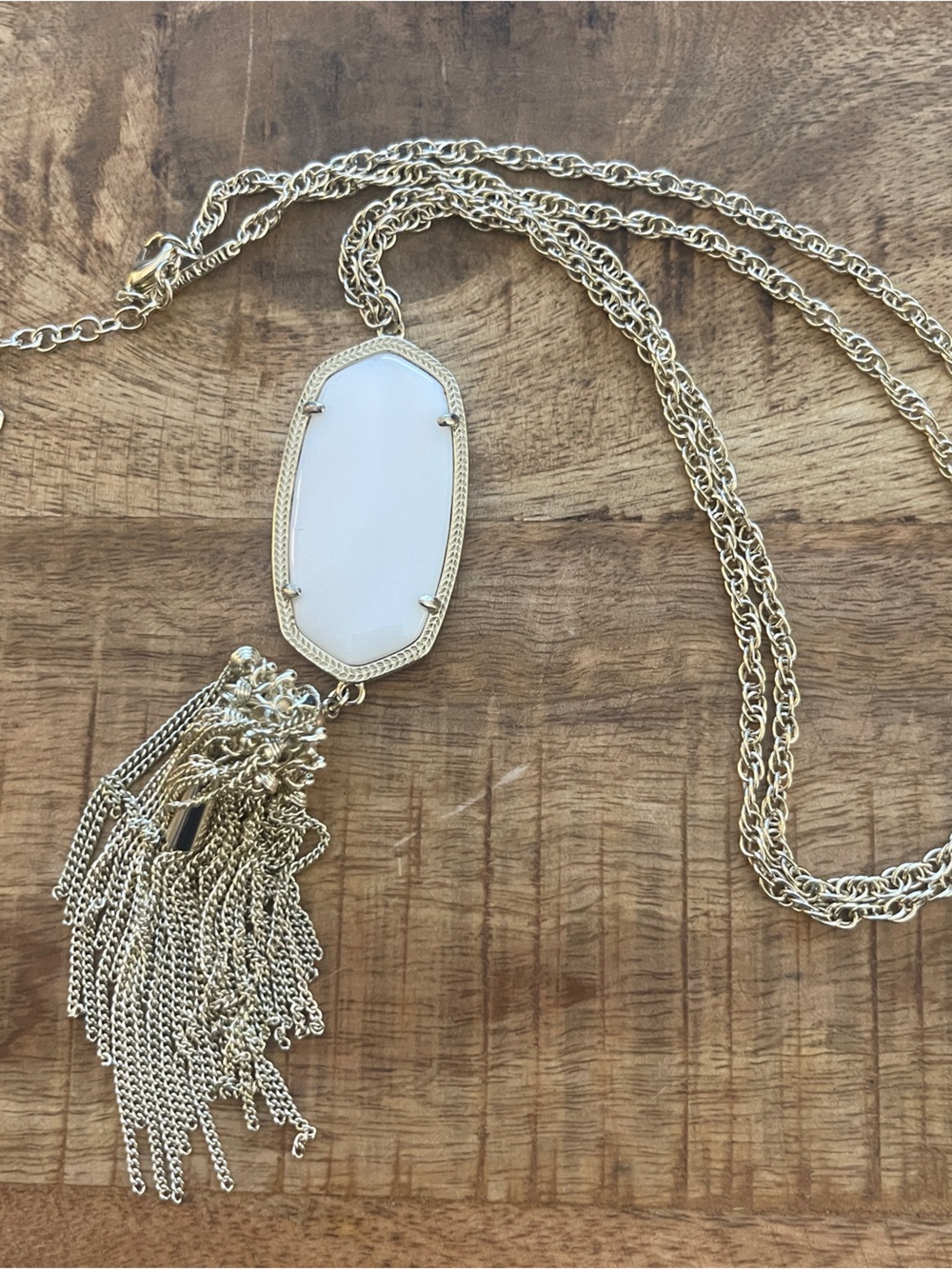Kendra Scott white and gold long necklace